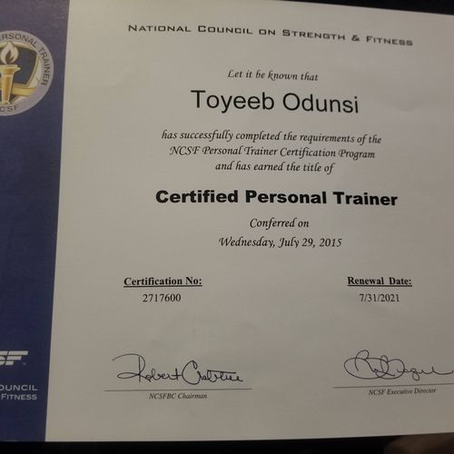 NCSF certified personal training-