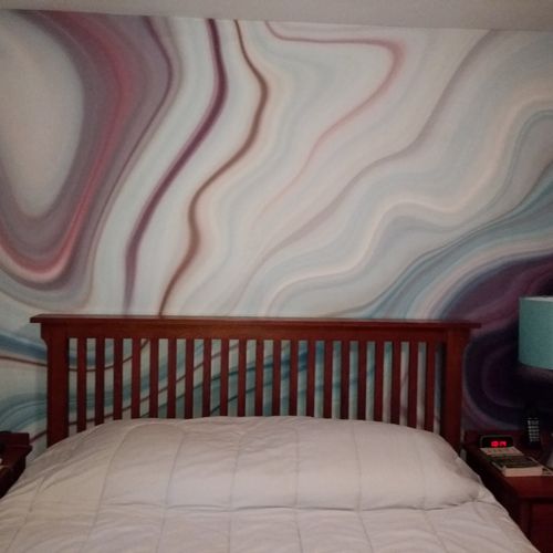 Tim did a wonderful job wallpapering my bedroom wa