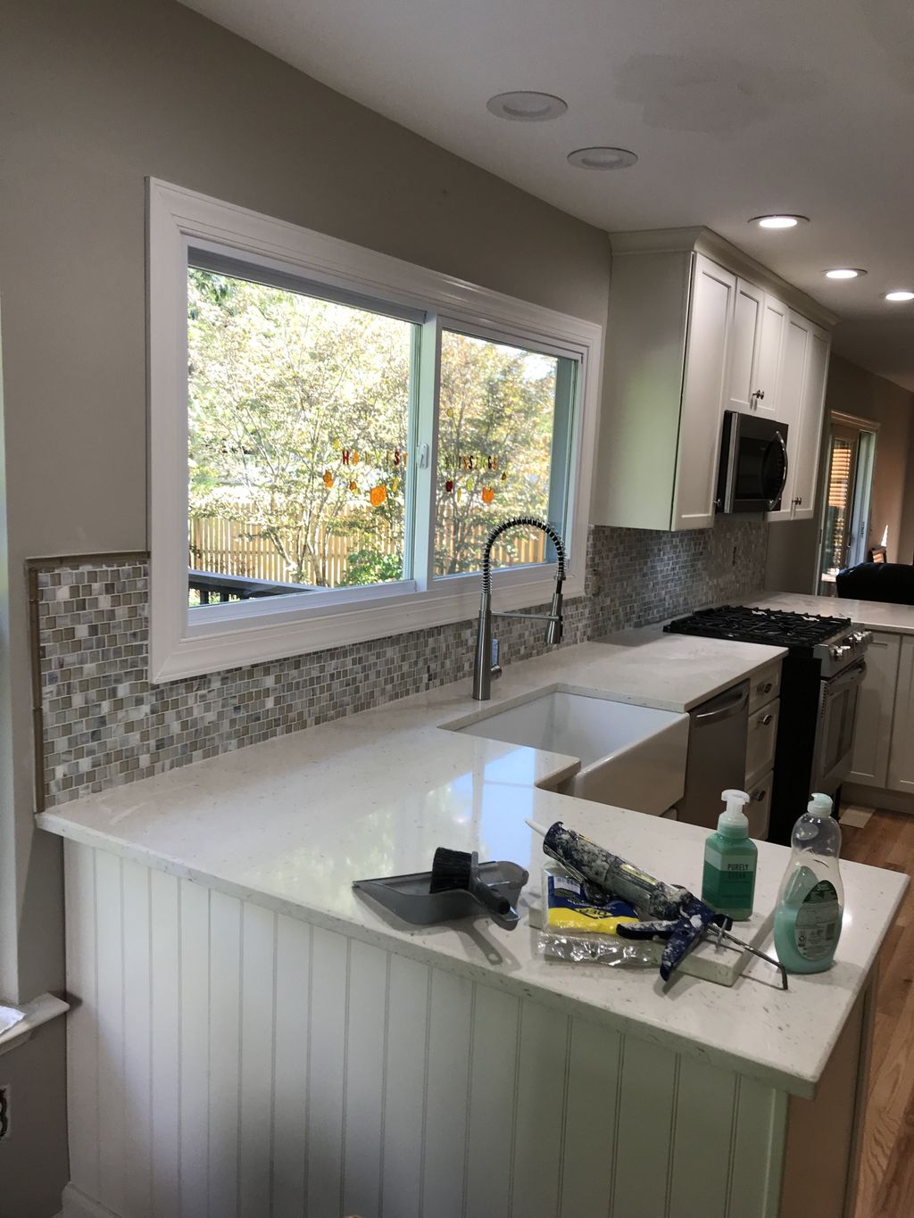 new picture window and kitchen
