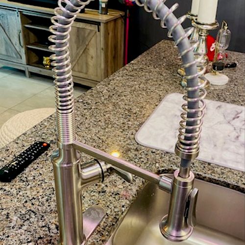 Kitchen sink faucet installation.