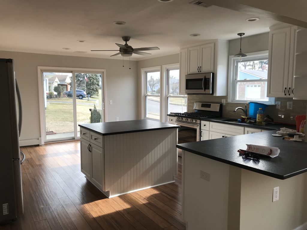 New kitchen with leathered granite