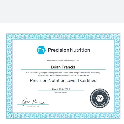 Pittsburgh Precision Nutrition Level 1 Certified 