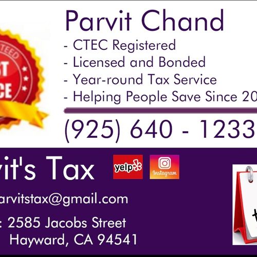 Parvit's Tax Pleasanton, CA Thumbtack
