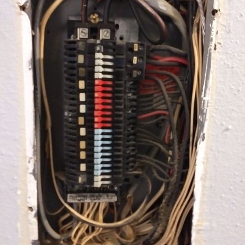 Electrical panel that was installed in the 70's.  This particular brand had issues with causing fires.