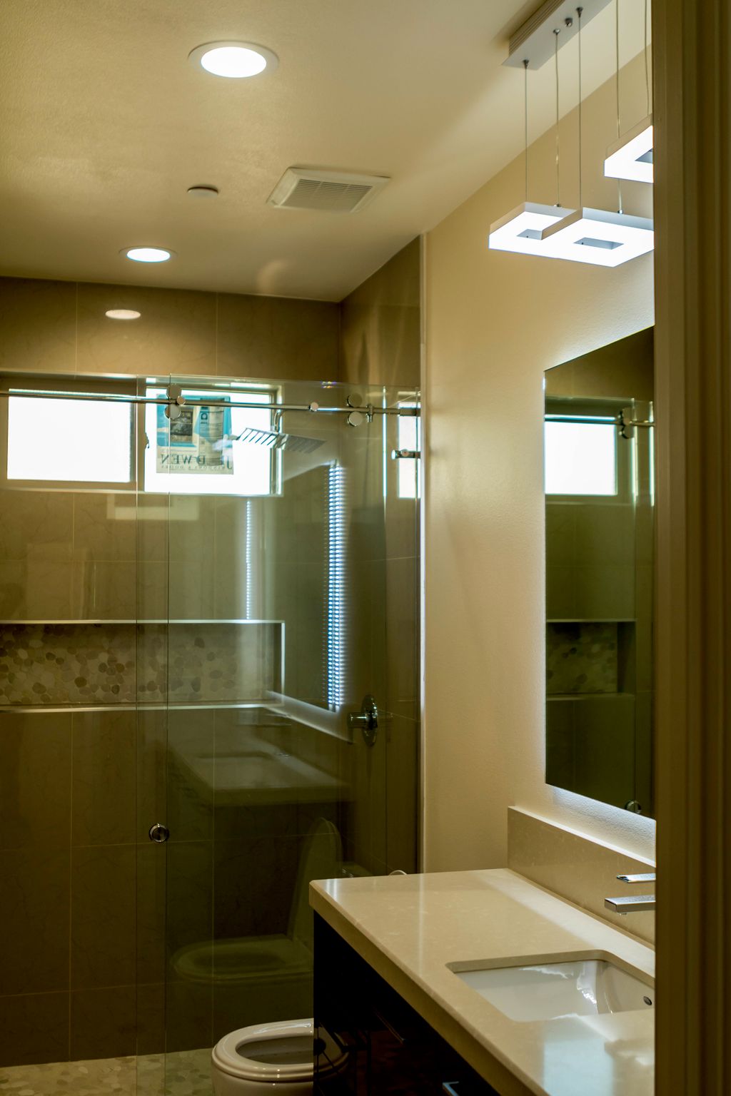 Walk in shower- Sliding glass door