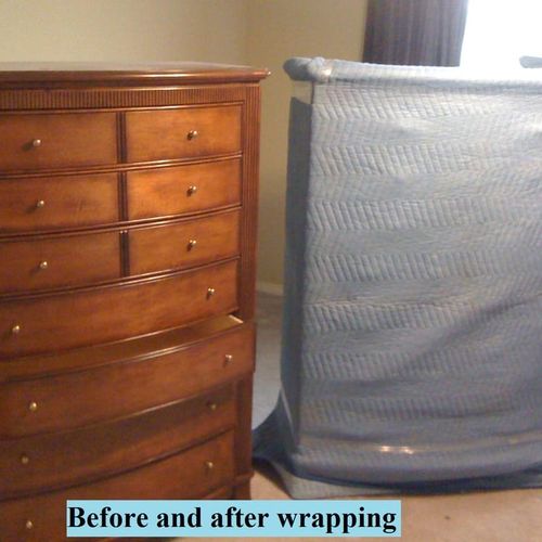 Before and after wrapping