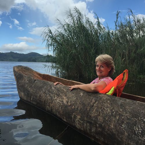 Cruising Lake Mutando in a dugout canoe
