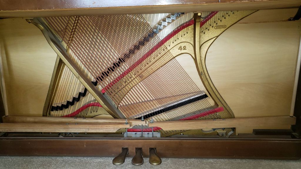 Down inside an upright.