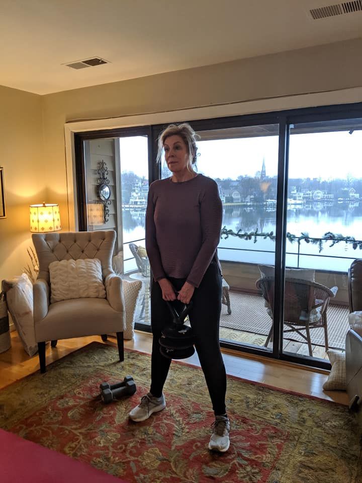 Enjoying a home workout with a beautiful view!