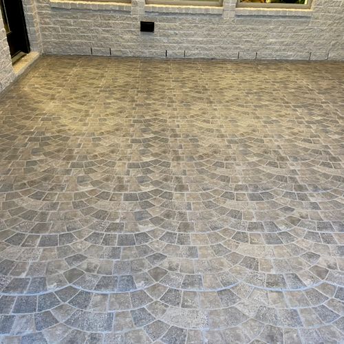 Outdoor patio tile installation! Nicely done!