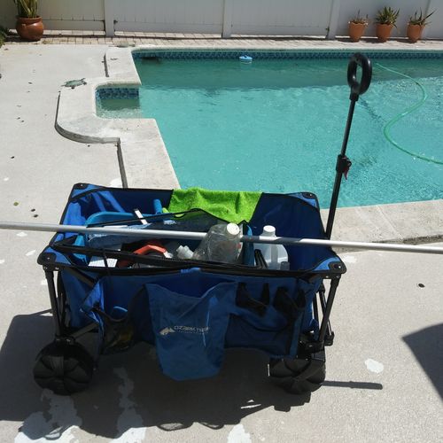Pool side with our cart