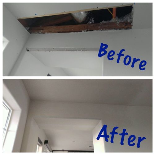 Drywall repair before and after