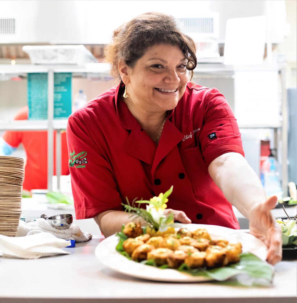 Chef Alyson with Mini Crab Cakes 
