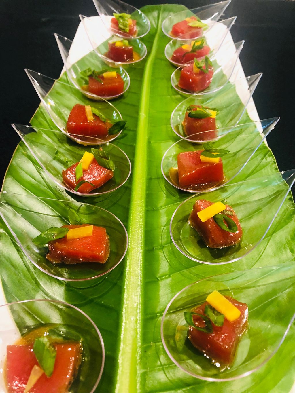 Ahi Tuna on Tasting Spoons 