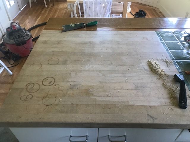 cutting board before refinishing