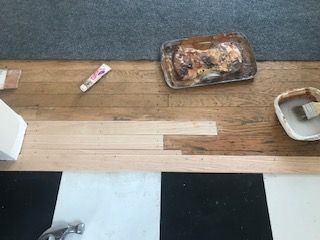 white oak before completion of repair