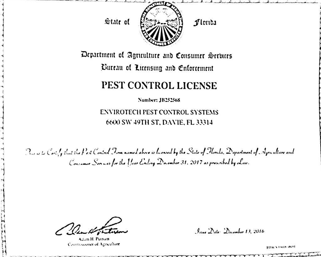Pest control license 
