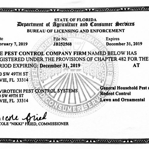 Pest control card