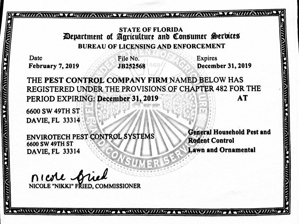 Pest control card