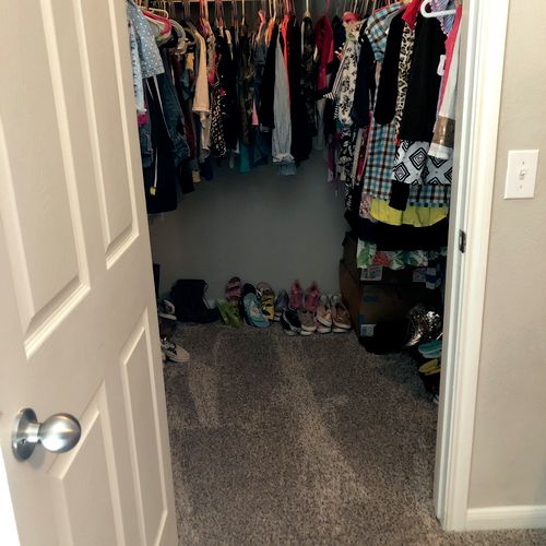 After photo of bedroom closet: organizing and clea