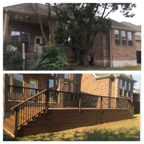 After removing the trees, shrubs, and old stairs w