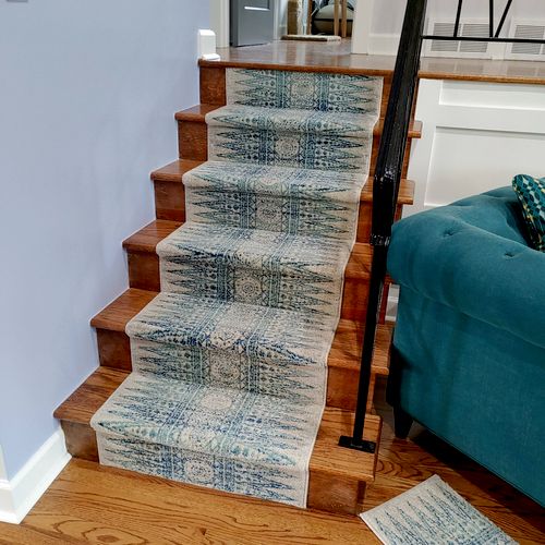 He installed a runner on stairs.  He took the time