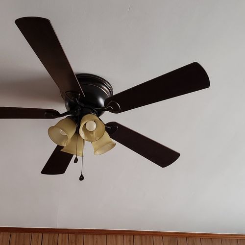 He installed a ceiling fan for me.  It looks wonde