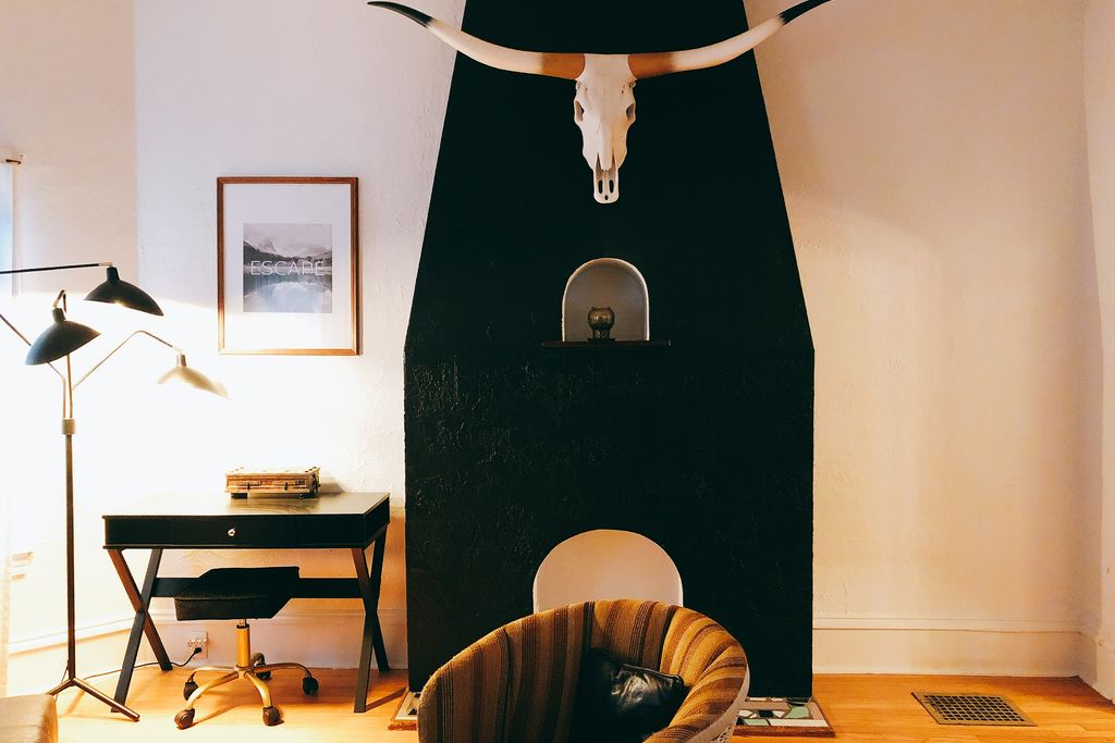 Living Room With Black Desk, Floor, And Lamp Ideas June 2024 Thumbtack