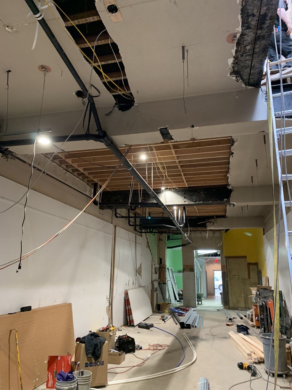 Plumbing for a residence above a restaurant downto