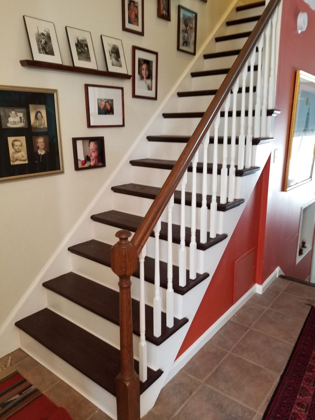 Staircase Remodel - carpet removed, painted, stain
