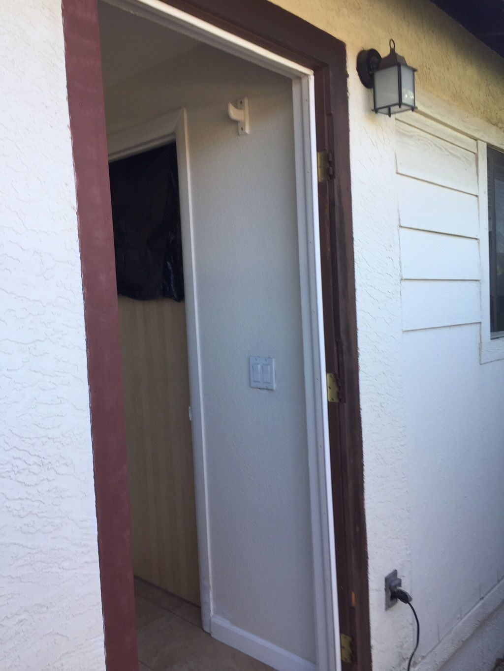 Ripped out jamb ,trim and rotten threshold