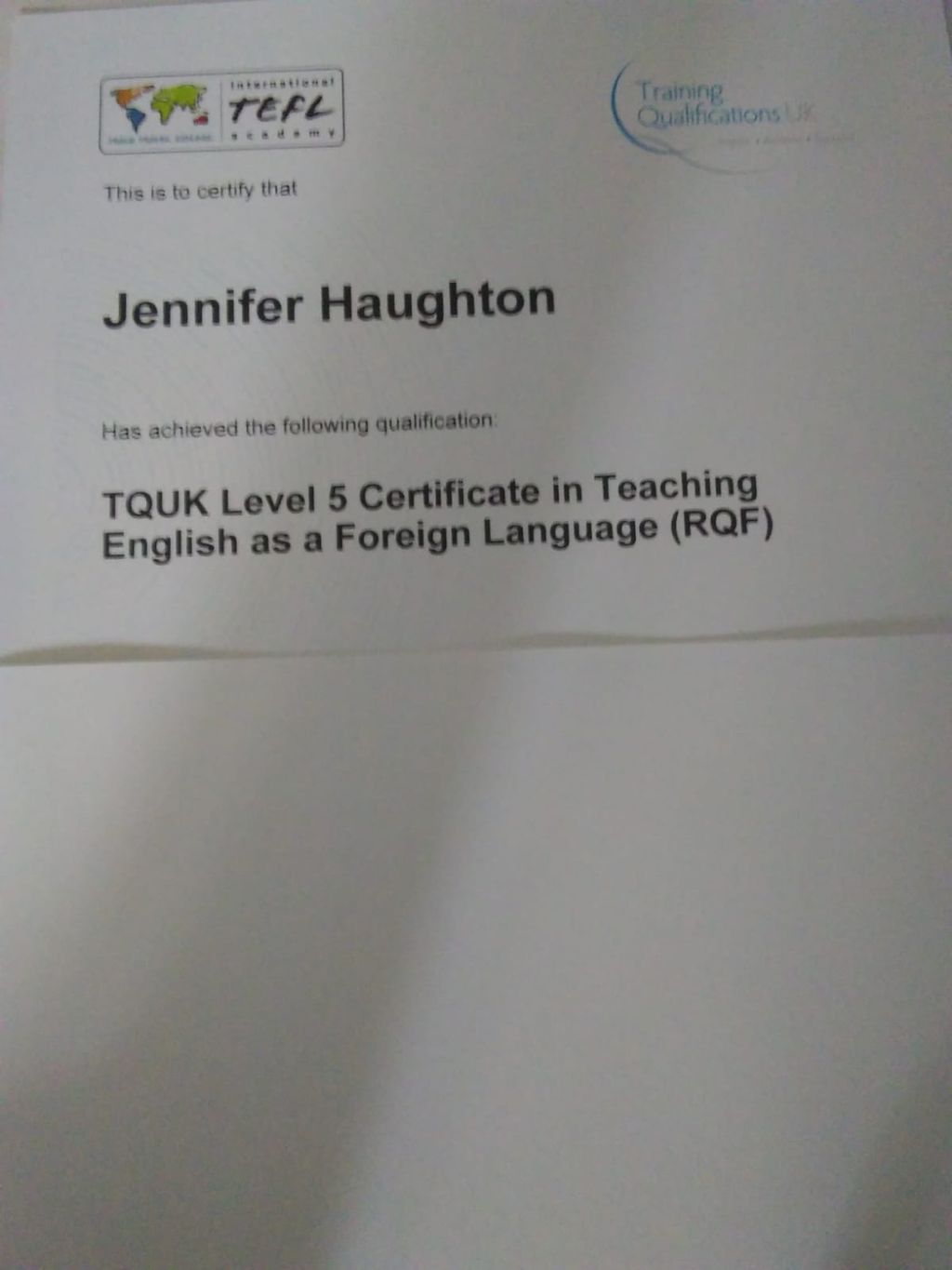 Teaching Certificate