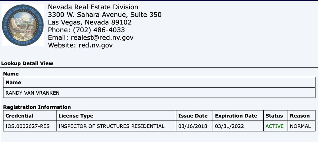 NV Inspection License