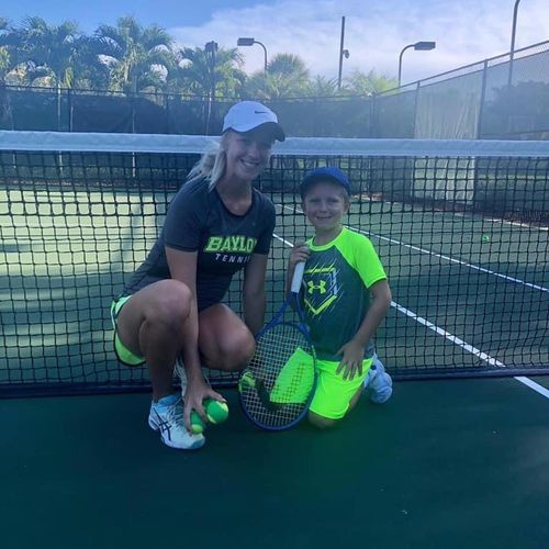 My son took private and group tennis lessons with 