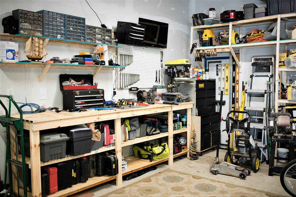 Garage organization and sheet rocking