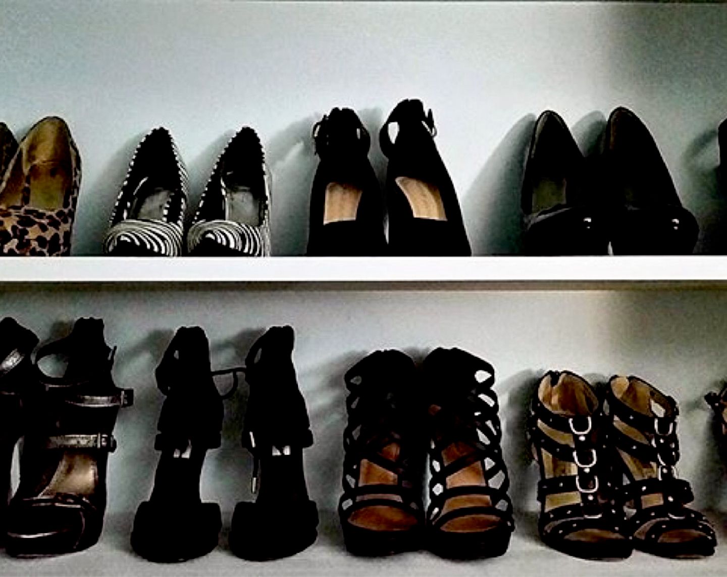 shoes organized on shelf