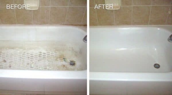 bathtub before and after cleaning