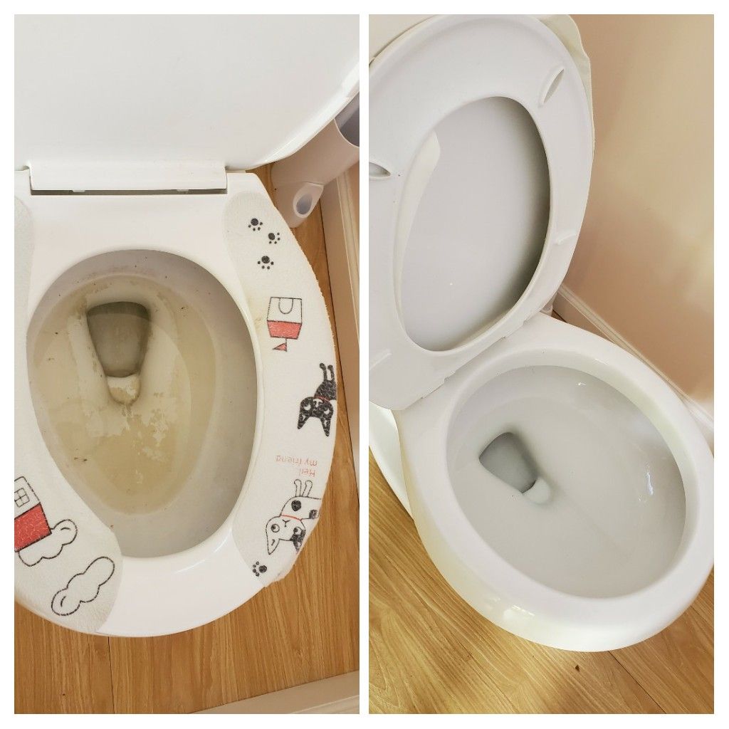 toilet bowl before and after cleaning