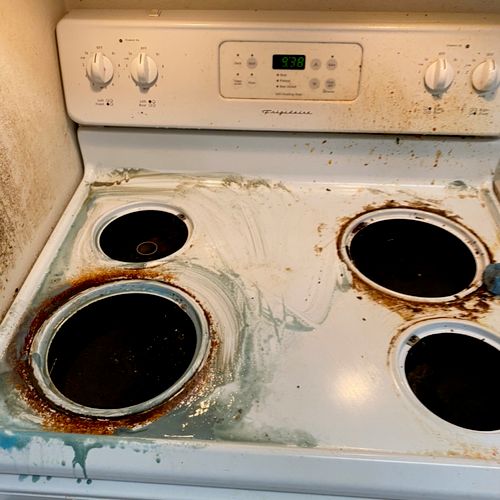 This stove had some stubborn burnt on stains