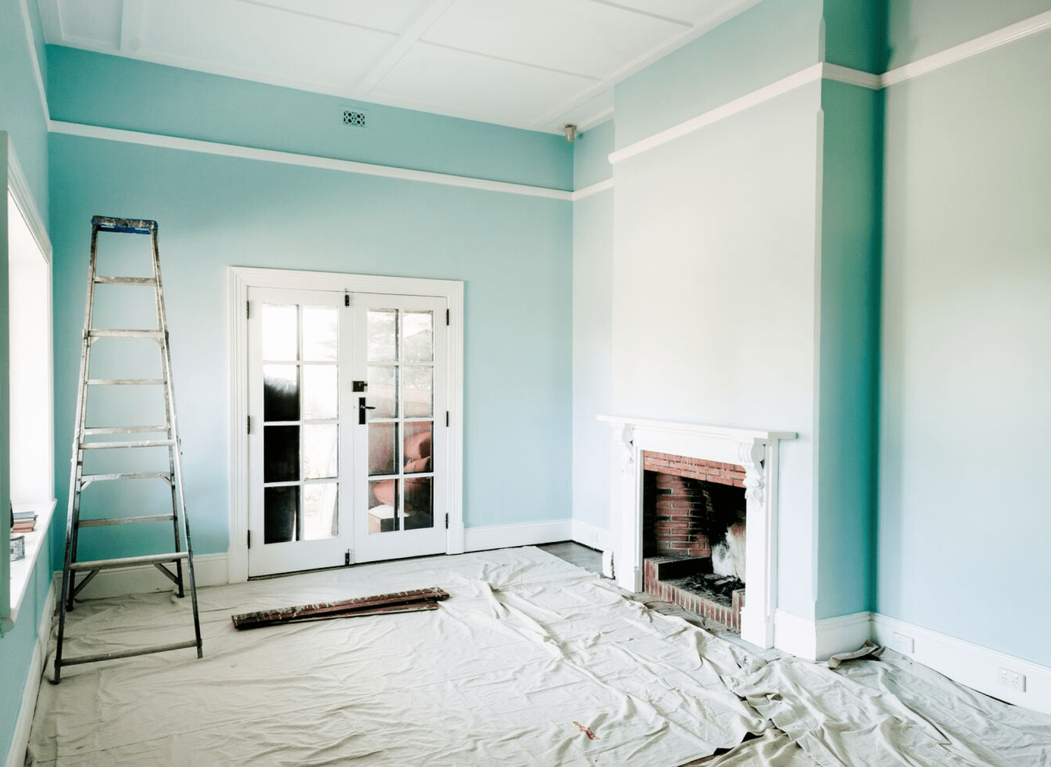 finished blue painted room