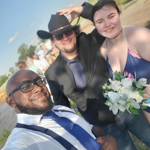 We had a small wedding at a lake and Robert offici
