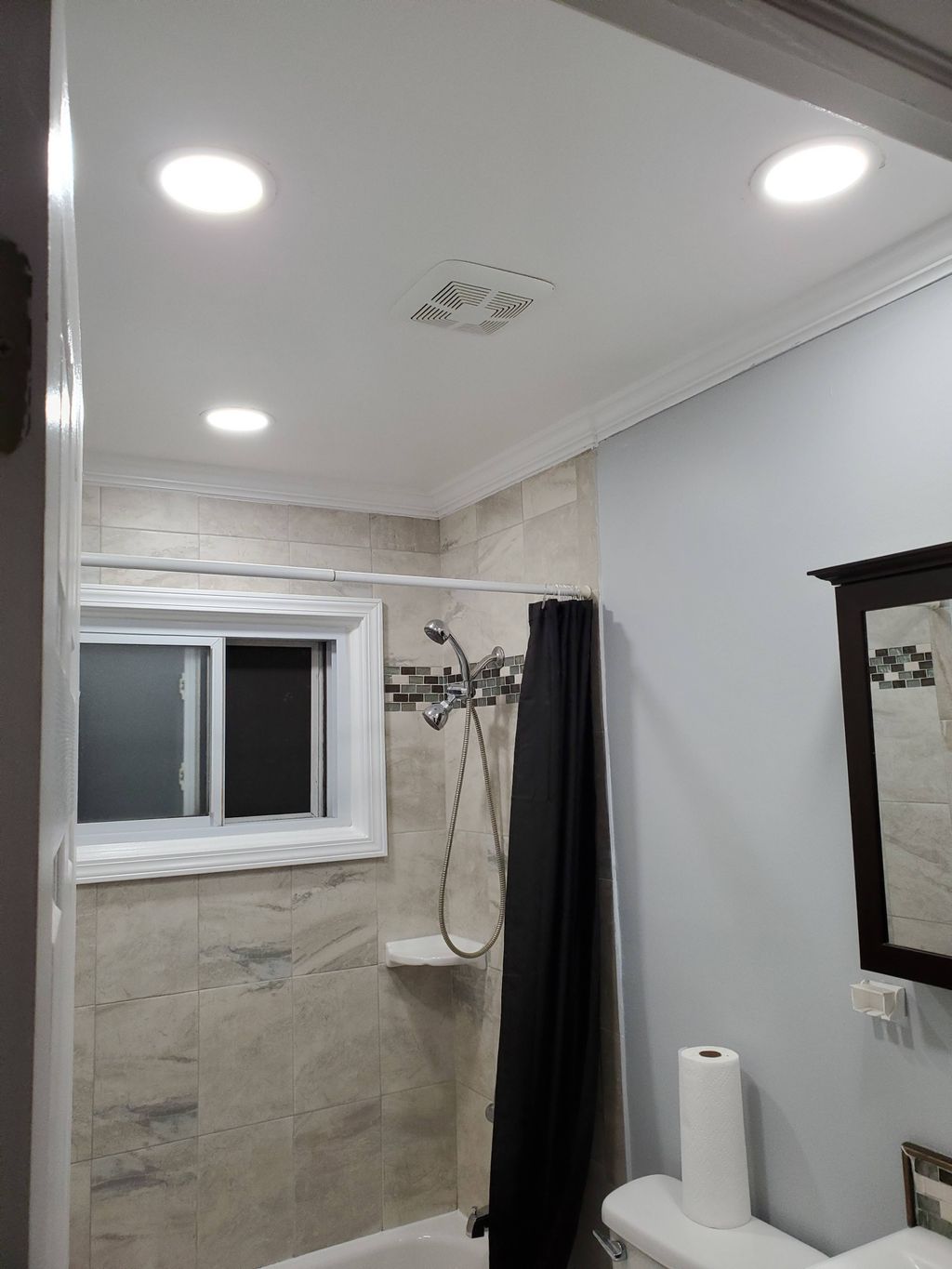 LED 6in wafer light  bathroom installation 