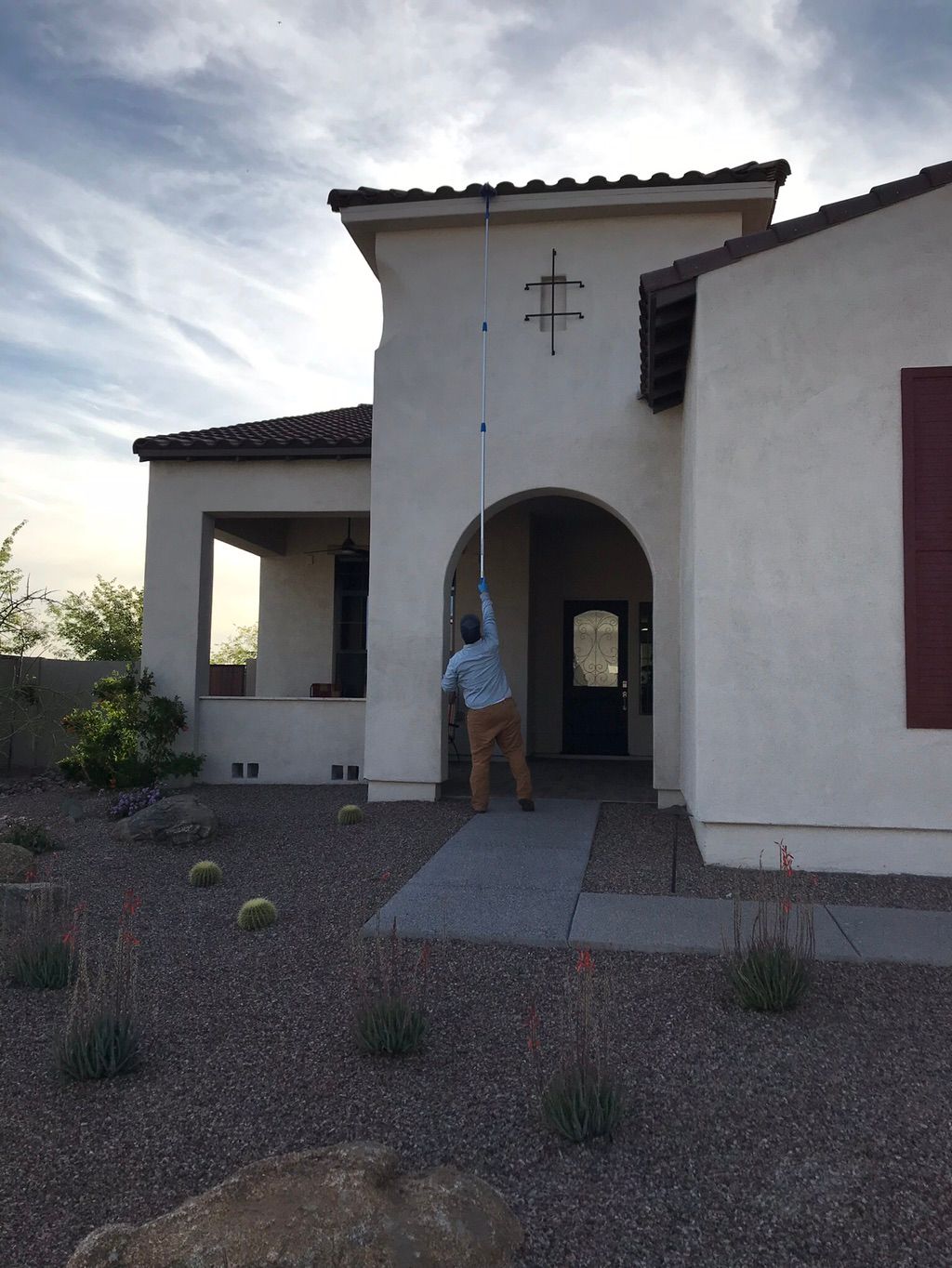 Removing webs from customers home