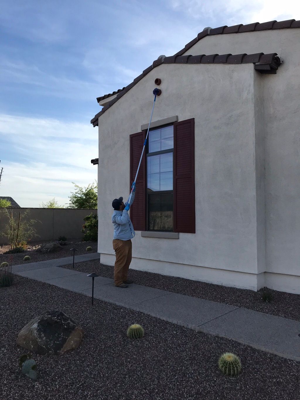 Removing webs from customers home