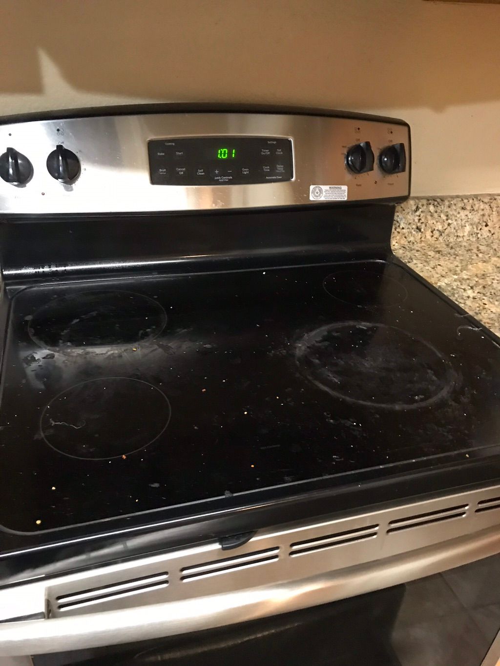 Stove top is polished and cleaned 