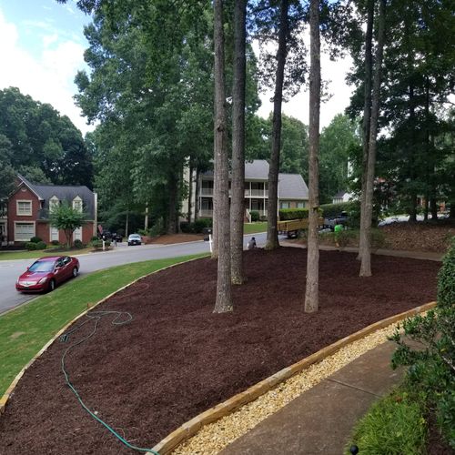 drainage and stone edge and Mulch 