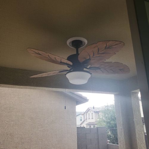 Installed 1 ceiling fan on patio great work will h