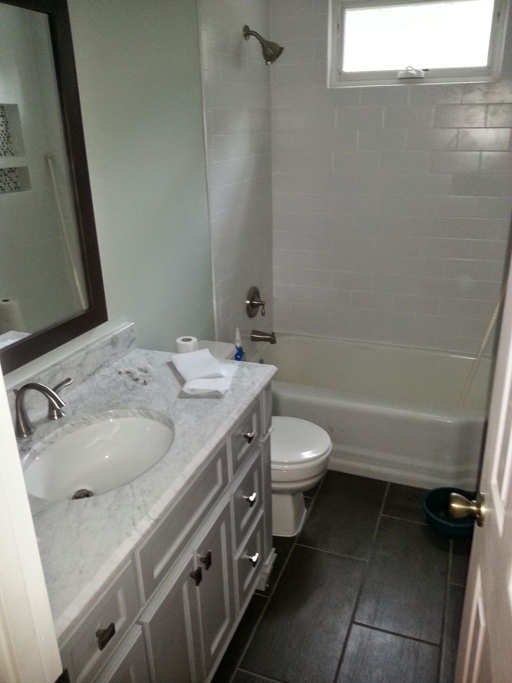 toilet/vanity/hardware/mirror/wall and vanity pain