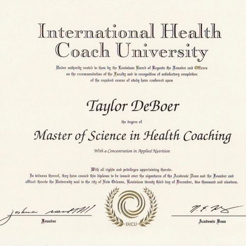 Masters of Science in Health Coaching & Applied Nu