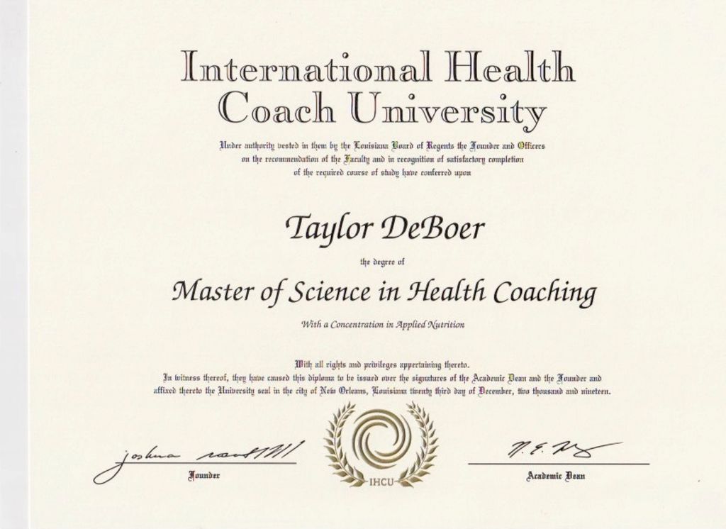 Masters of Science in Health Coaching & Applied Nu